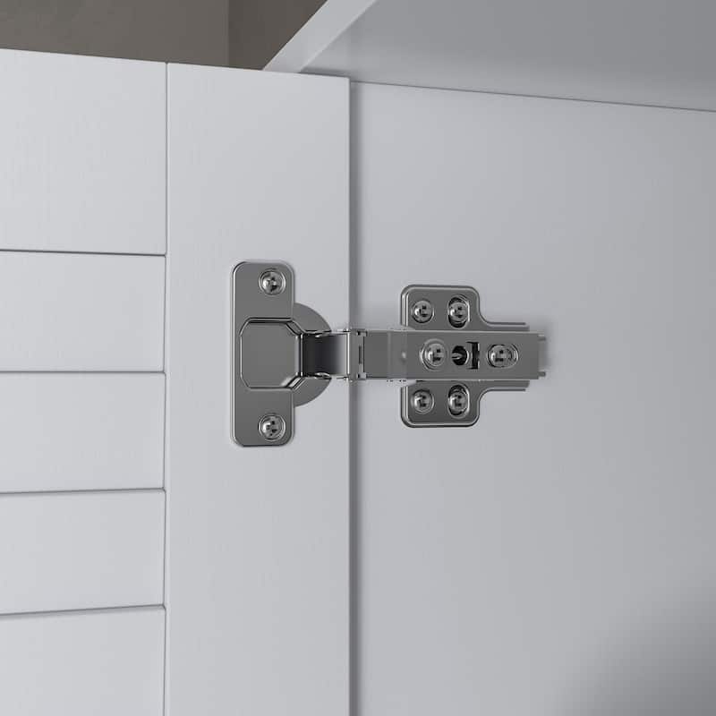 Modern 4-Door Wood Bedroom Armoire in White Closet Cabinet Wardrobe