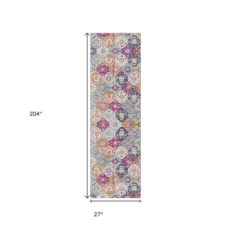 HomeRoots Floral Mid-Century Square Area Rug