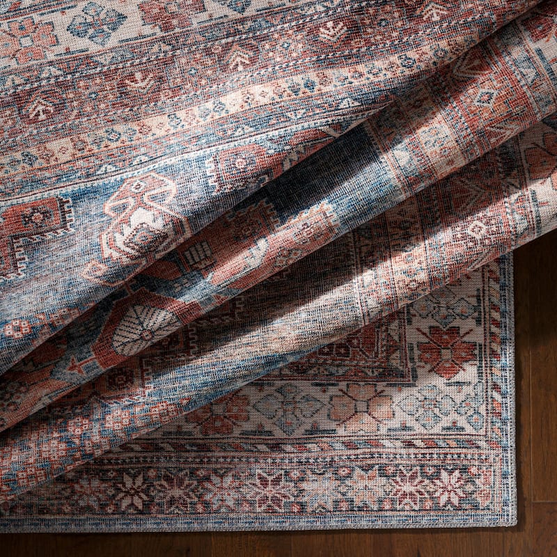 Livabliss Traditional Colin Medallion Washable Area Rug
