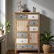 preview thumbnail 1 of 4, Vintage Tall Wooden Accent Cabinet with 6 Drawers and 2 Doors, Rustic Multicolor Carved Storage Chest for Living Room Colorful