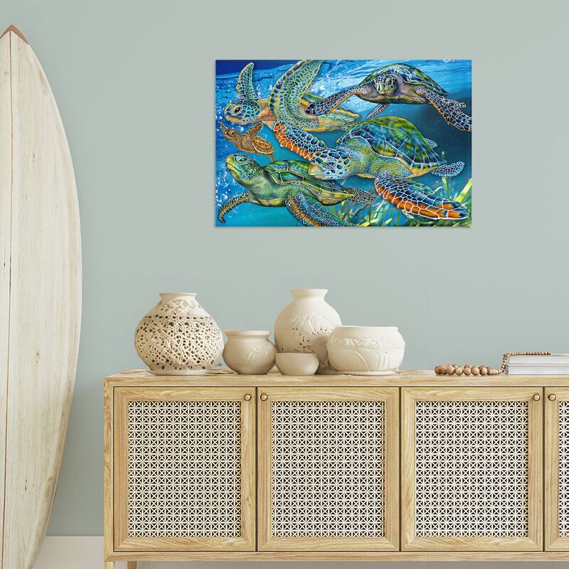 Stupell Tortoise Family Underwater Swim Canvas Wall Art Design By Tim Jeffs