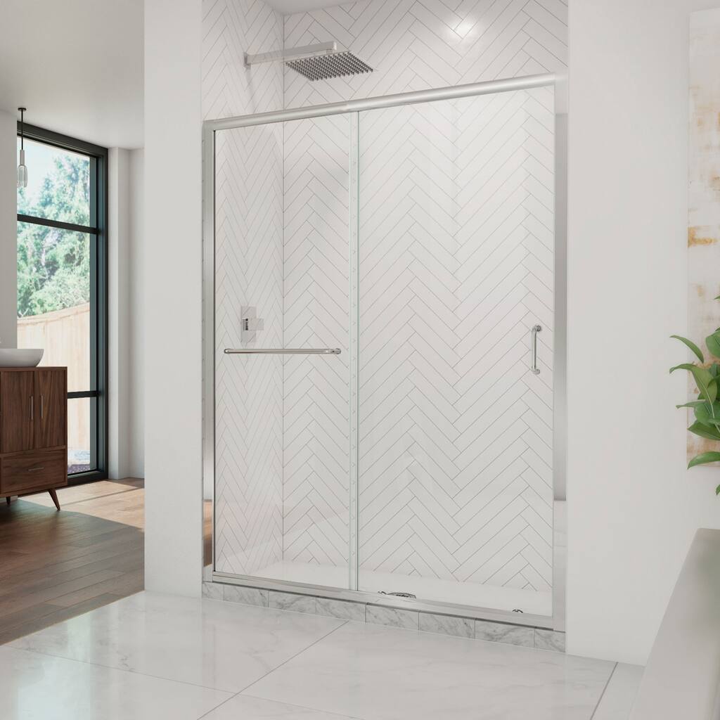 DreamLine Infinity-Z 56-60 in. W x 72 in. H Semi-Frameless Sliding Shower Door, Clear Glass - 60" W - 60" W