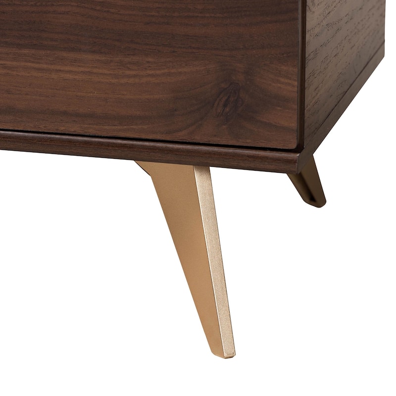 Graceland Mid-Century Modern Transitional Walnut Brown Finished Wood Shoe Cabinet