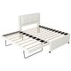 preview thumbnail 13 of 18, Upholstery platform bed with Headboard & Trundle, Pull Out Twin Platform Bed Underneath