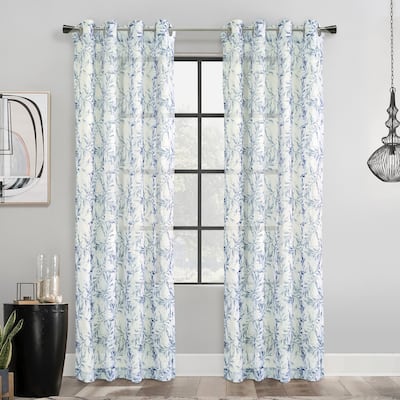 Jenny Sheer Botanical Print Grommet Curtain Panel by Habitat