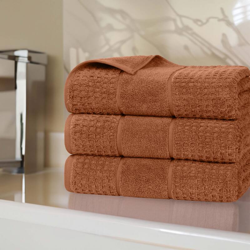 Superior Napa Zero Twist Cotton Soft Waffle Bath Towel Set of 3