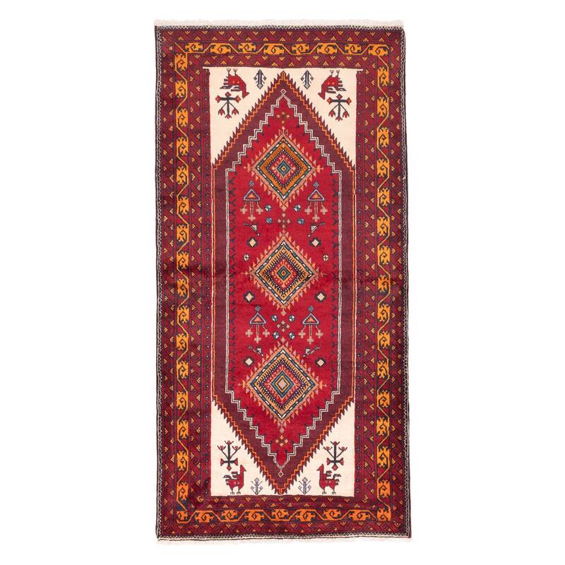 ECARPETGALLERY Hand-knotted Baluch Red Wool Rug - 3'10 x 7'10