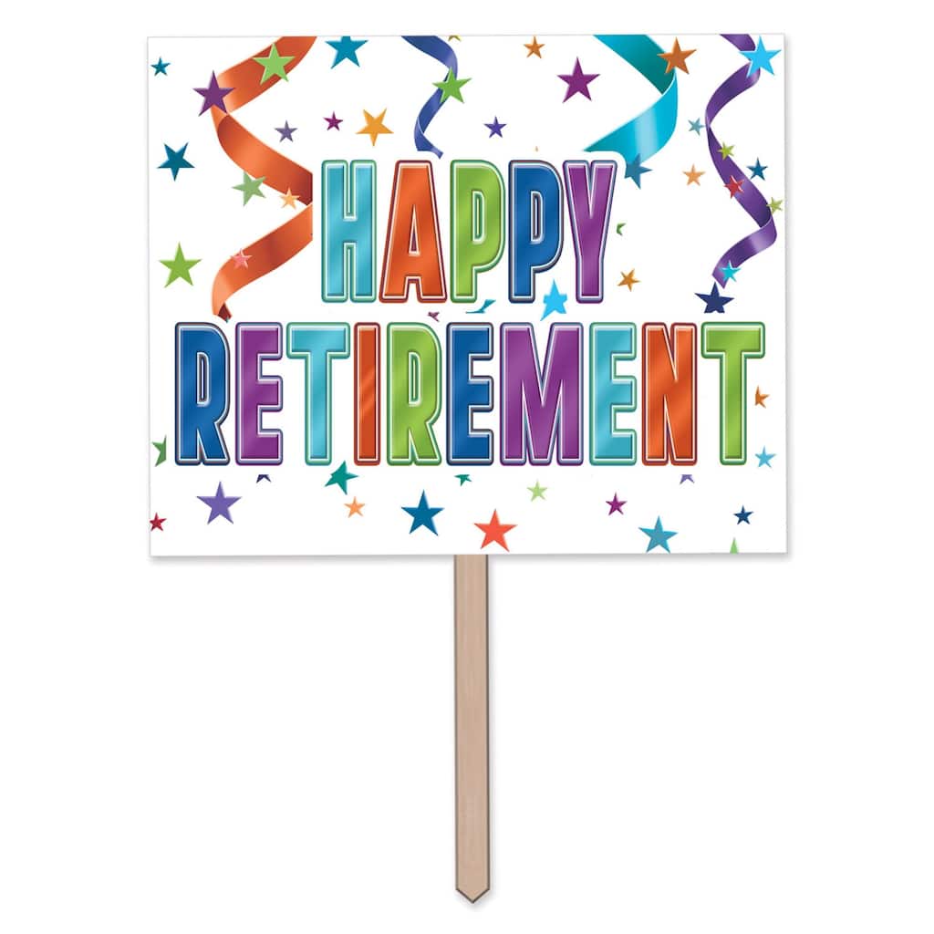 23.75" Multi-Color Rectangular "Happy Retirement" Yard Sign