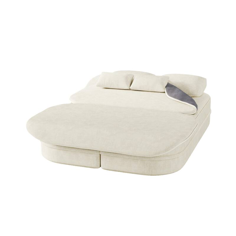 GDFStudio - Willoughby Chenille Foldable Sleeper Sofa Bed with Multi Functional Blanket