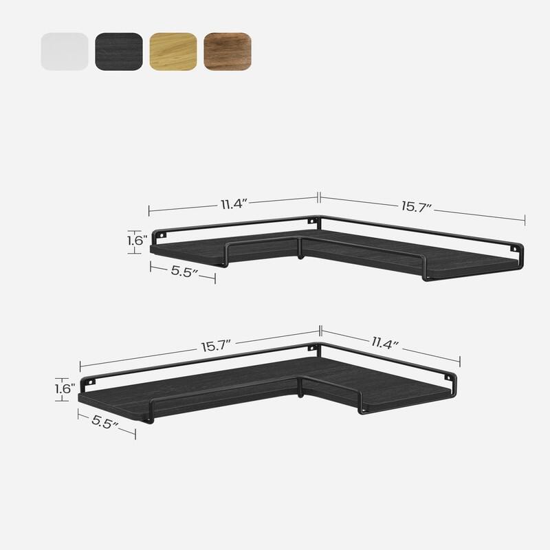 Corner Shelf Wall Mount Set of 2 - 15.7"D x 5.5"W x 1.6"H