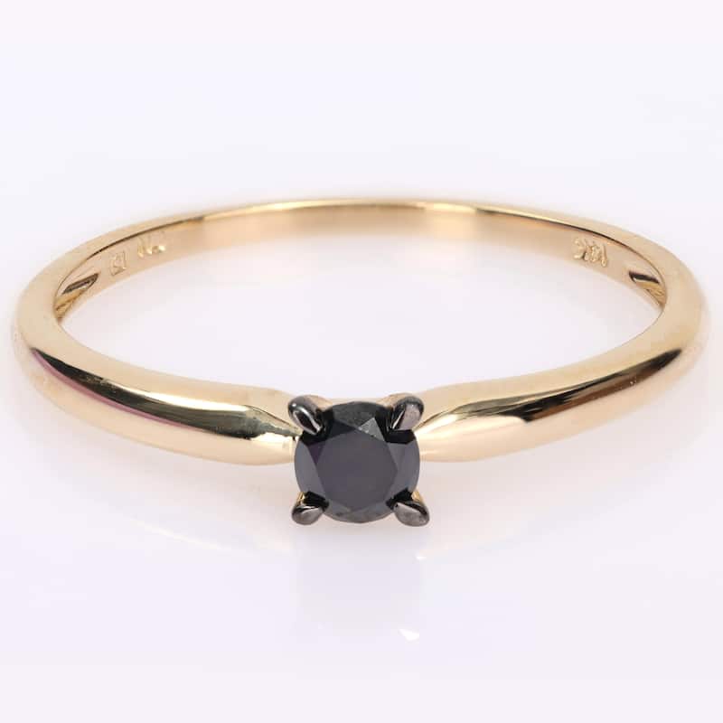 Miadora 1/4ct TDW Black Diamond Solitaire Engagement Ring in 14k Yellow Gold