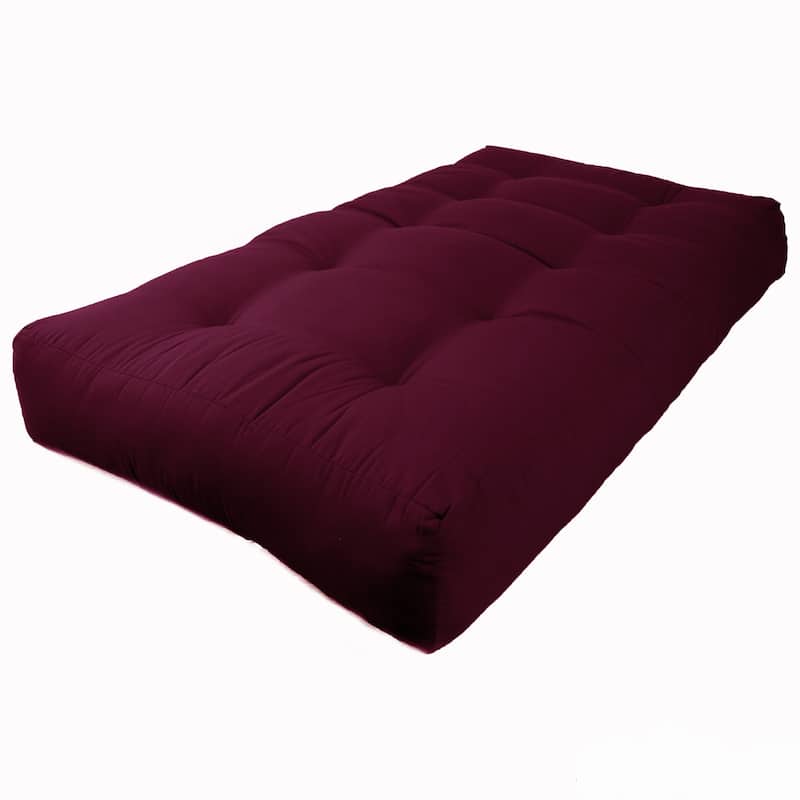 10-inch Thick Twill Futon Mattress (Twin, Full, or Queen) - Burgundy - Twin