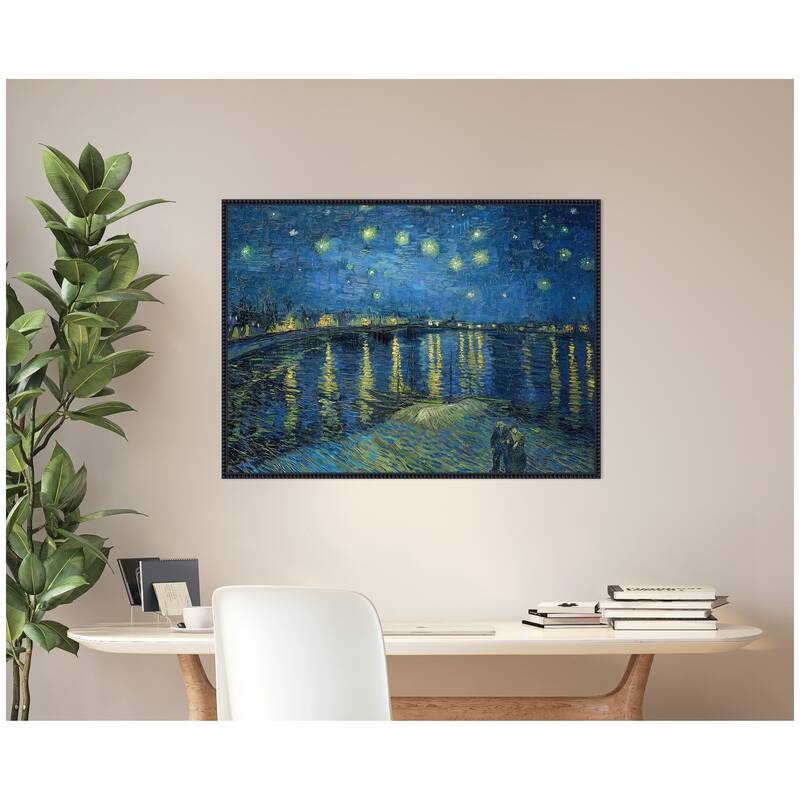 Kate and Laurel Starry Night Over the Rhone 1888 Vincent van Gogh by Nostalgia Prints Framed Canvas Wall Art Print