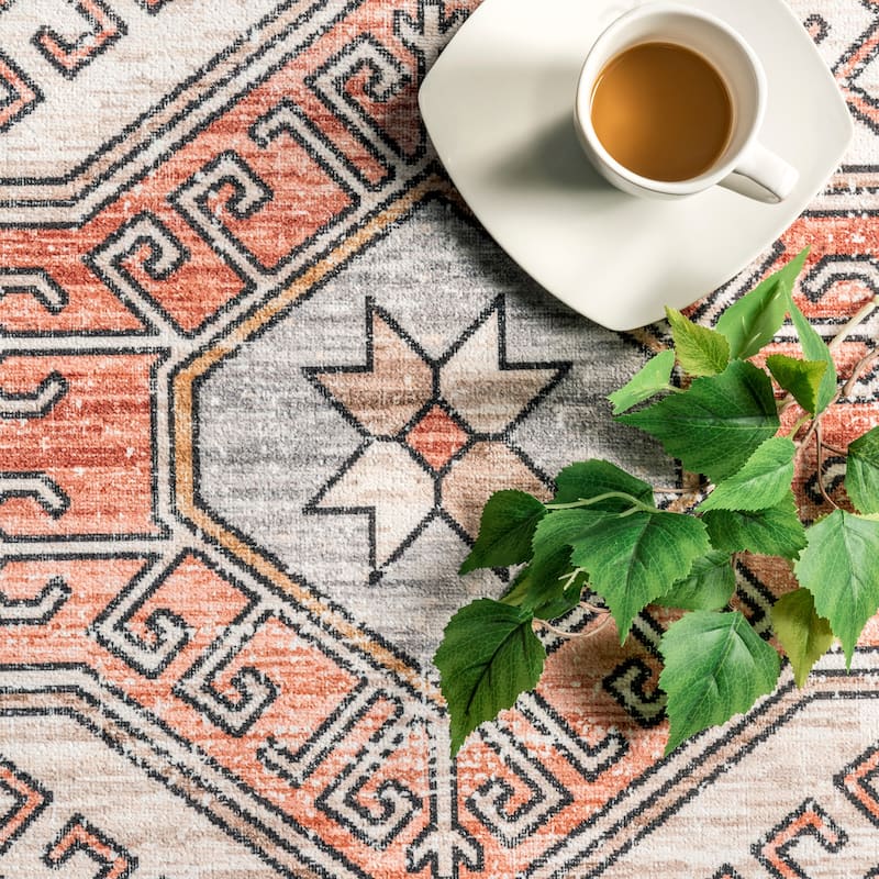 Nuloom Mae SpinClean Tribal Motif Machine Washable Area Rug
