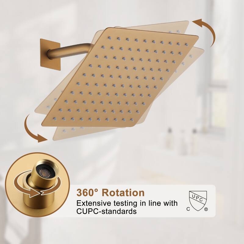 CASAINC 10 Inch Wall Mounted Shower System with Tub Spout & CUPC Certified Integrated Pressure Balancing Valve