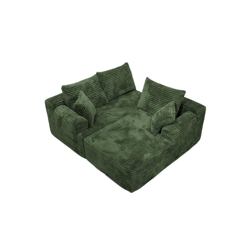 95.2" Modern L-Shaped Corduroy Sectional Sofa, No Assembly Reqired