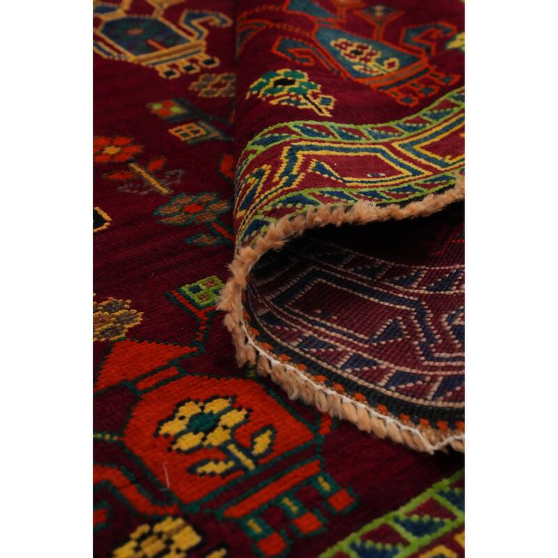 Hand Knotted Oriental 100% Wool Carpet Traditional Tribal Red Shiraz Area Rug - 10' 0'' X 5' 1''