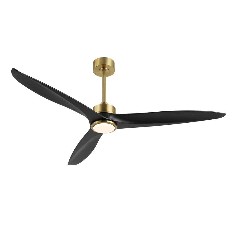 WINGBO 60 Inch DC Ceiling Fan with Lights and Remote Control, 3 Reversible Carved Wood Blades, 6-Speed Noiseless DC Motor