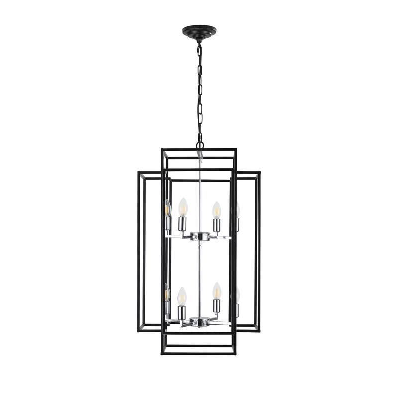 Chrome Hanging Chandelier Light Fixture with Adjustable Hanging Rod, Simple Ceiling Light Fixture Chandelier Lighting