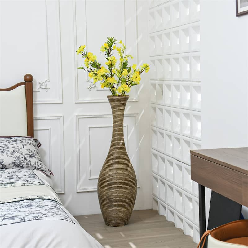 39-inch Tall Artificial Rattan Floor Vase in Elegant,Statement Piece