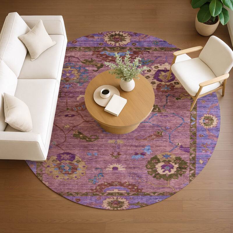 Machine Washable Indoor/ Outdoor Traditional Boho Chantille Rug