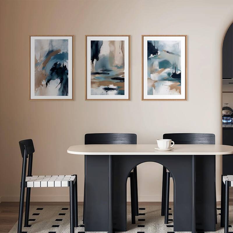 Minimalist Navy Shape Wall Decor, Large Abstract Block Wall Painting