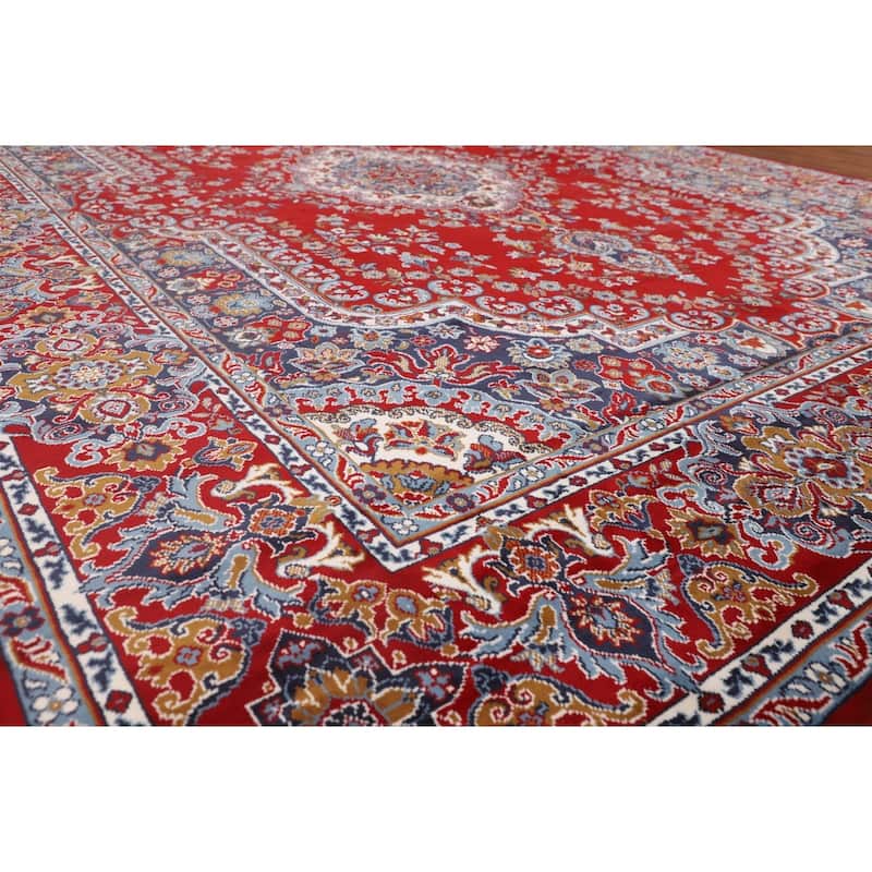 Medallion Red Tabriz Turkish Area Rug Living Room Machine Made Carpet - 9'8" x 12'11"
