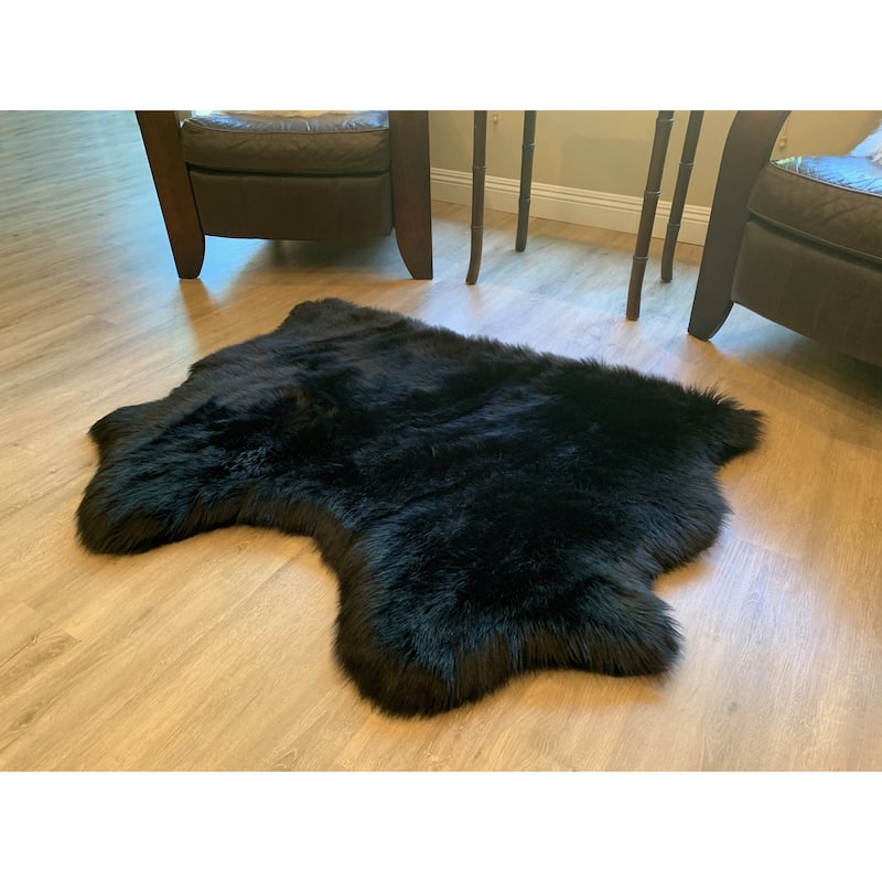 Highland Select Natural Long Wool Sheepskin 2 Pelt Shag Rug - 3' x 3'6"