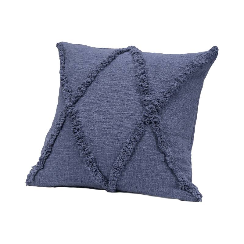 Handwoven Diamond Shag Square Throw Pillow Covers - 18" - Denim Blue - Set of 2