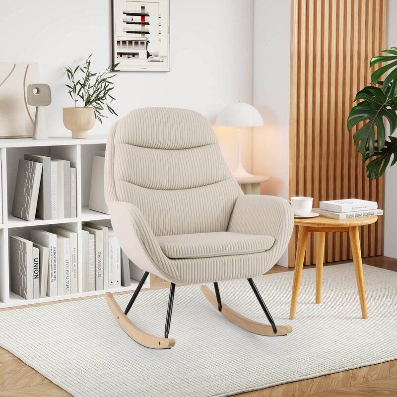 Costway 1/2 PCS Upholstered Rocking Chair with Padded Backrest & Seat