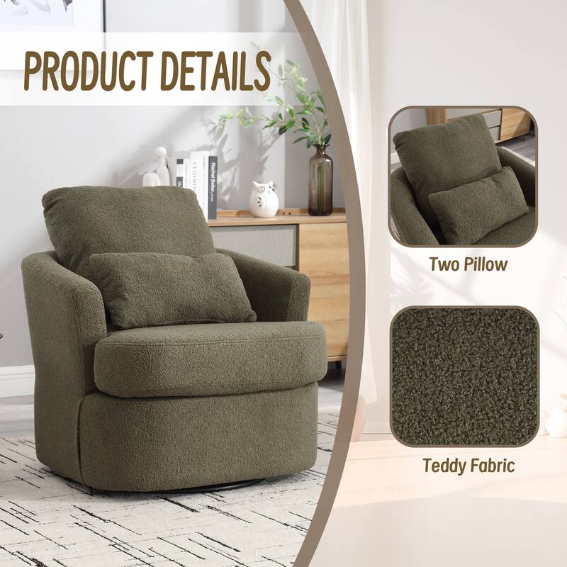 32.68" Swivel Barrel Chair with Metal Base