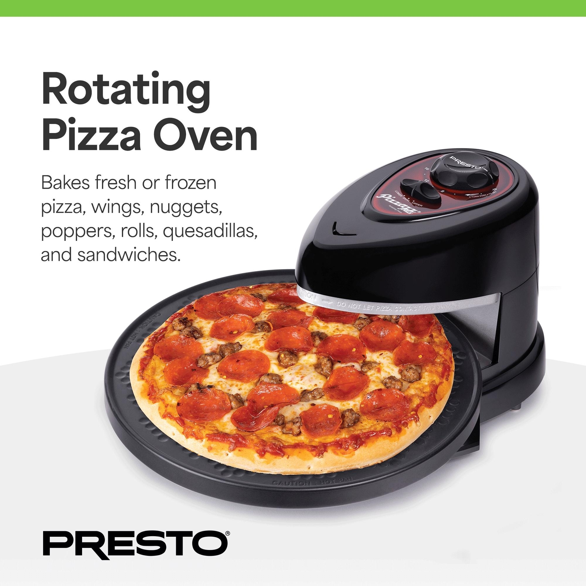 Presto Pizzazz Plus Rotating Pizza Oven, Bake 7-12