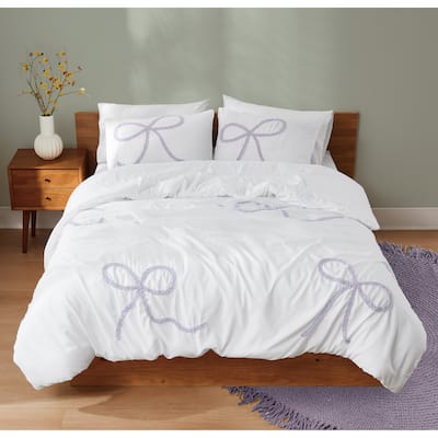 Truly Soft Textured Bow 3 Piece Comforter Set
