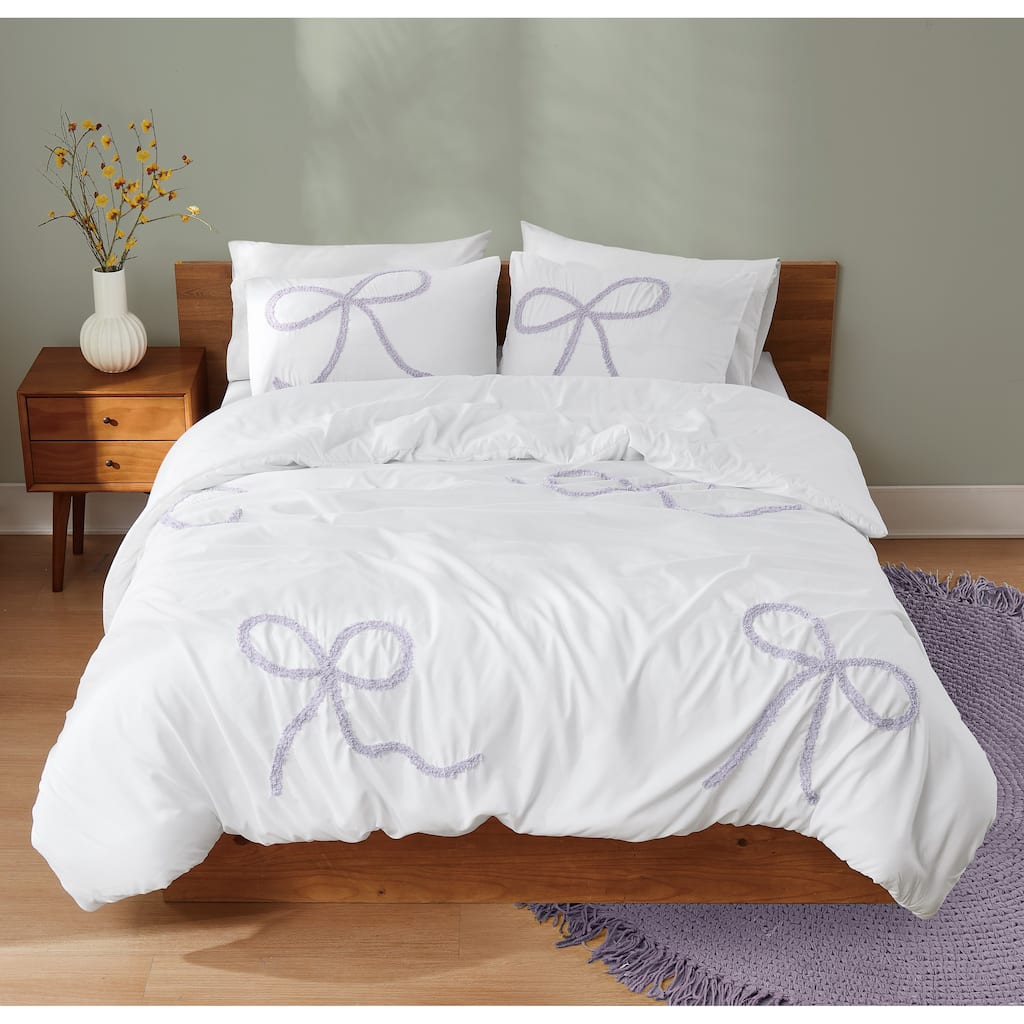 Truly Soft Textured Bow 3 Piece Comforter Set