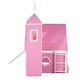 preview thumbnail 30 of 31, Castle Frame Bed Wood Loft Bed Loft Bed Convertible To Mini Playground with Pink Tent and Tower, Child Bed Tent