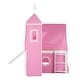 preview thumbnail 11 of 12, Pink Full Size Cute Solid Wood House Loft Bed with Slide, Tent, and Tower for Bedroom