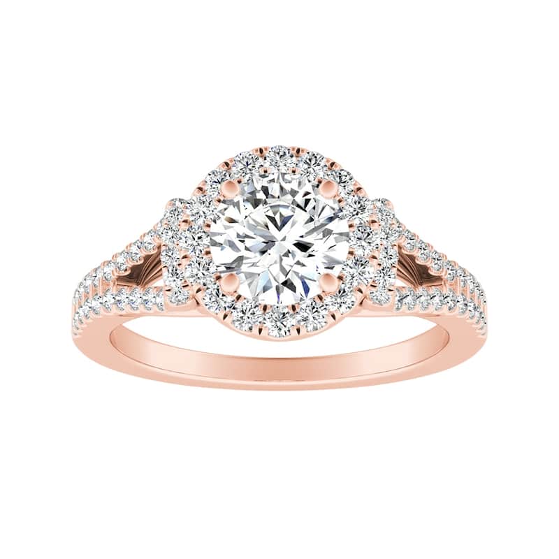 Auriya 14k Gold 1 1/3ctw Moissanite Halo Engagement Ring - Rose - 9