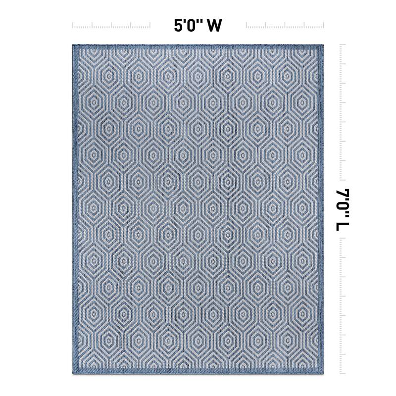 World Rug Gallery Modern Geometric Textured Flat Weave Indoor/Outdoor Area Rug