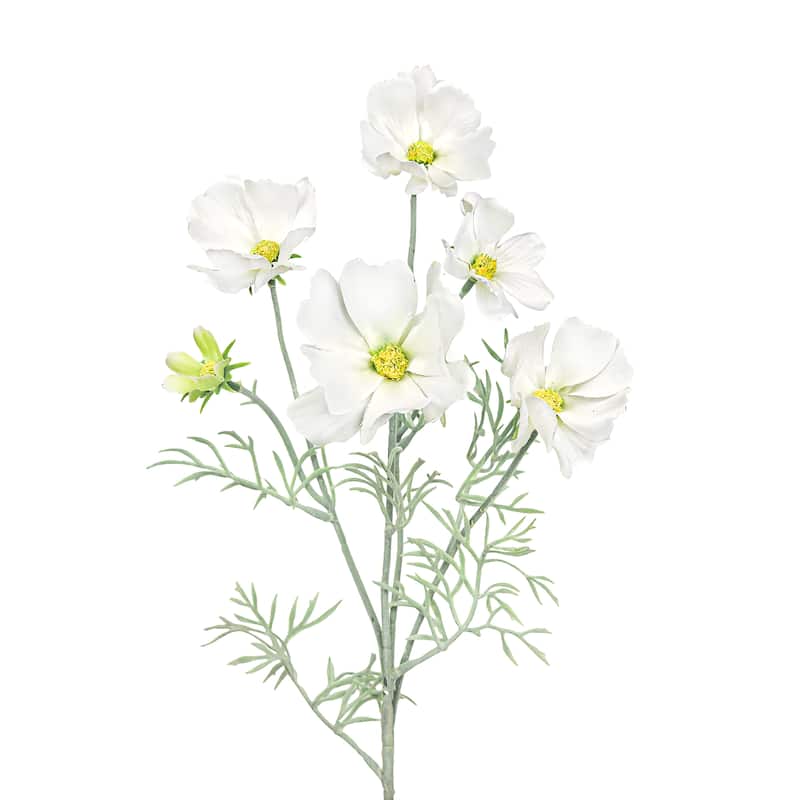 Set of 6 Whtie Artificial Cosmos Flower Stem Spray 24in - 24" L x 6" W x 6" DP