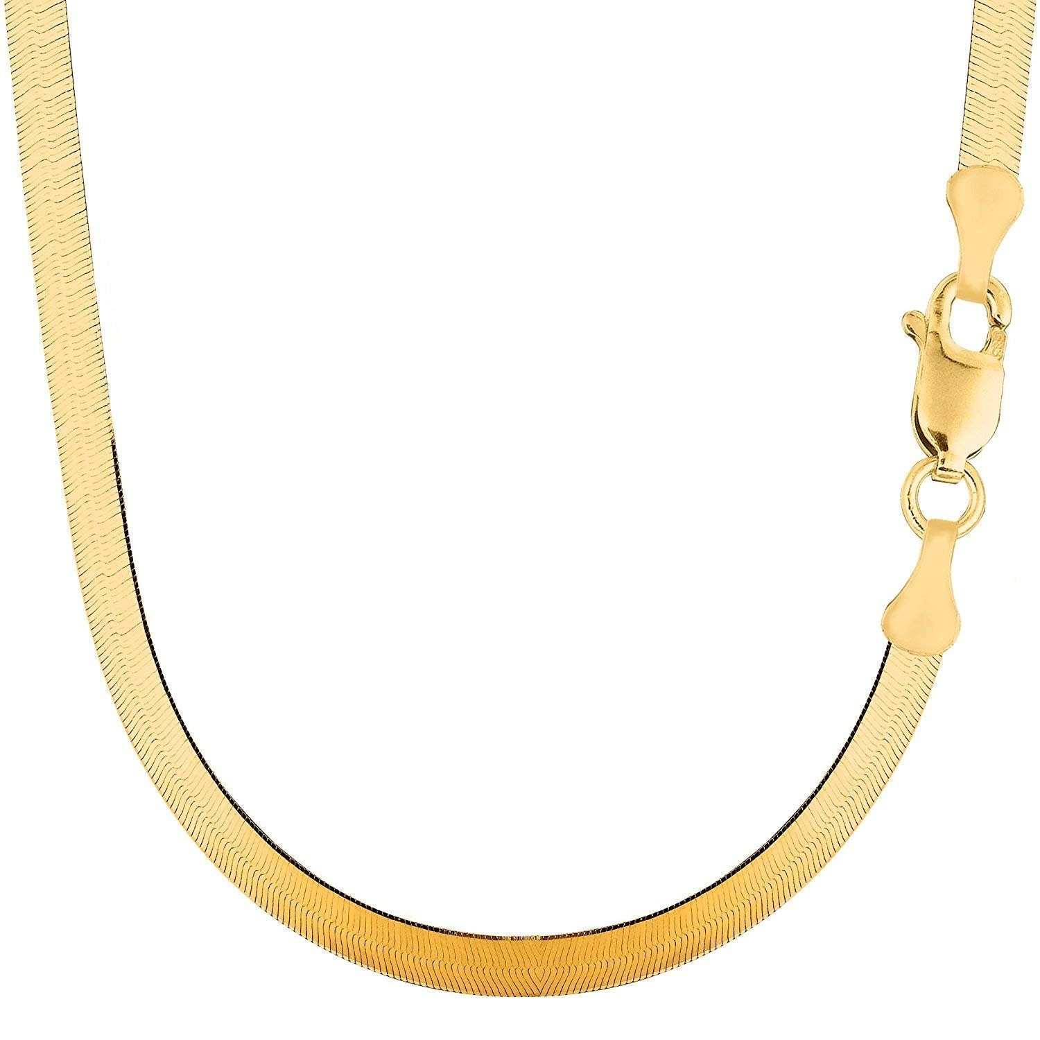 14k Yellow Gold Plated Herringbone Chain Necklace 6mm