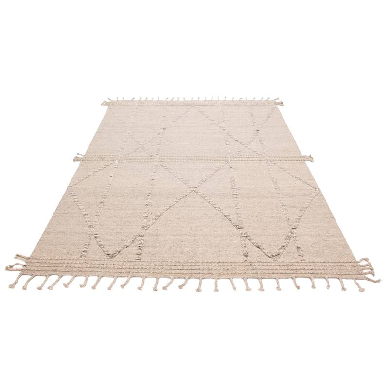 ECARPETGALLERY Hand-knotted Tangier Light Grey Wool Rug - 9'0 x 12'0