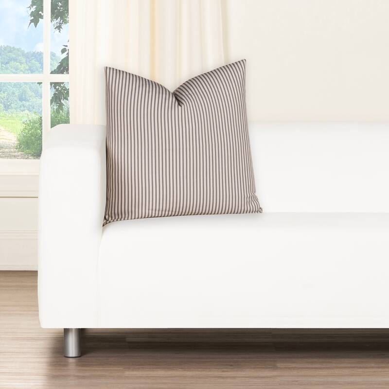 Magnolia Polo Stripe Washed Cotton Accent Pillow - 26" x 26" - Feather - Slate