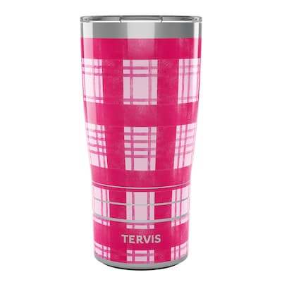 Tervis Traveler Hot Pink Gingham Triple Walled Insulated Travel Tumbler, Stainless Steel - 20oz