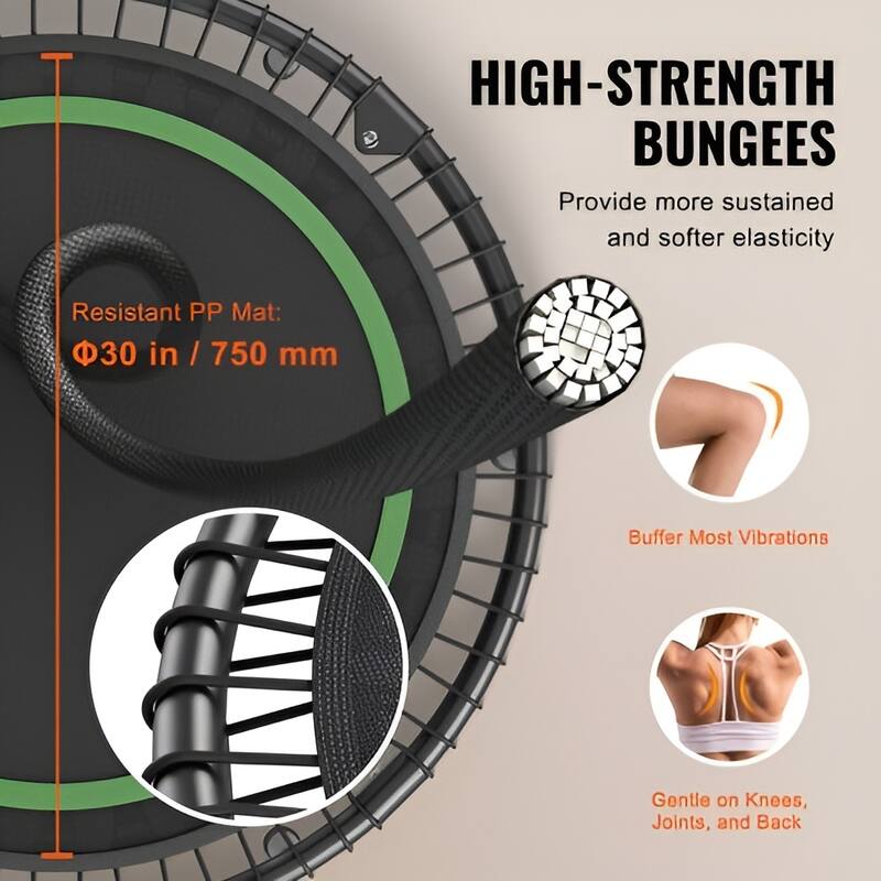 Black-Green Foldable Steel Fitness Trampoline with Adjustable Handle Perfect for Home Exercise
