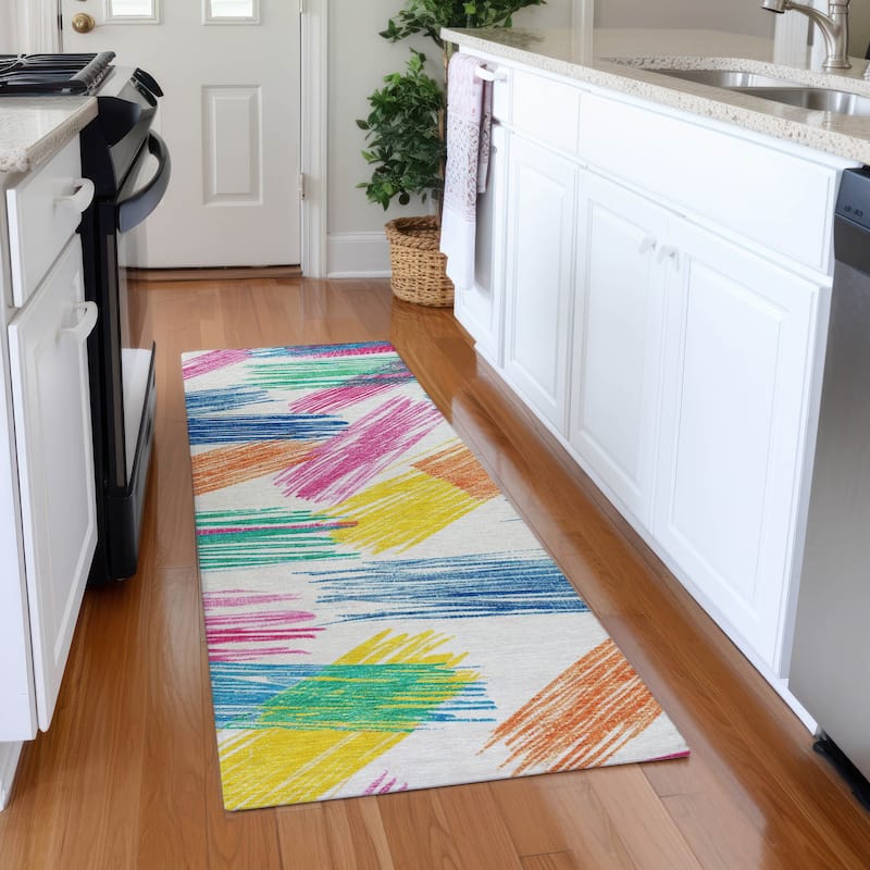 Premium Washable Super Soft Contemporary Mayfield Rug - White - 2'3" x 7'6"