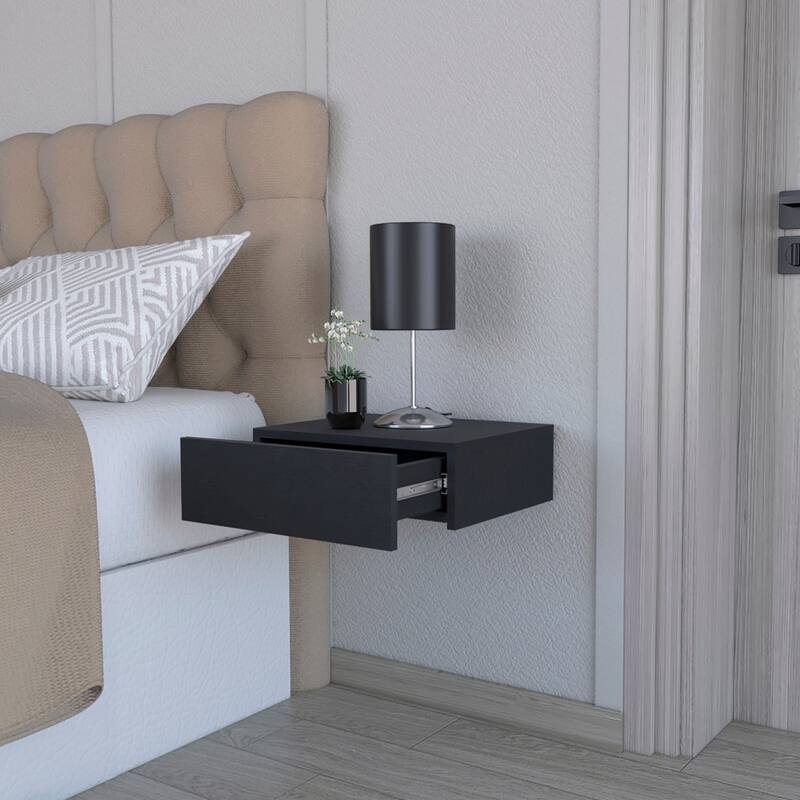 Wall-Mounted Nightstand with Spacious Surface and Generous Drawer