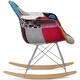 preview thumbnail 3 of 7, Fabric Upholstered Armchair With Arms Rocking Chair Patchwork Rocker Chrome Base Wood For Living Room Bedroom