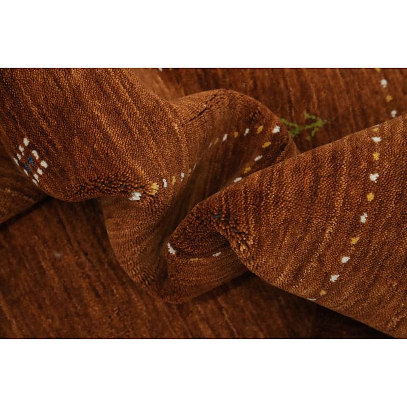 Hand Knotted Oriental 100% Wool Carpet Tribal Animal Pictorial Brown Gabbeh Area Rug - 8' 0'' X 8' 3''