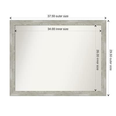 Dove Greywash Narrow Framed Non-Beveled Custom Wall Mirror, Bathroom Vanity Mirror