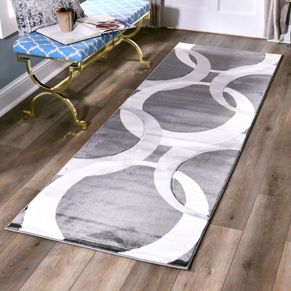 Orelsi Ivory/Grey Polyester Area Rug